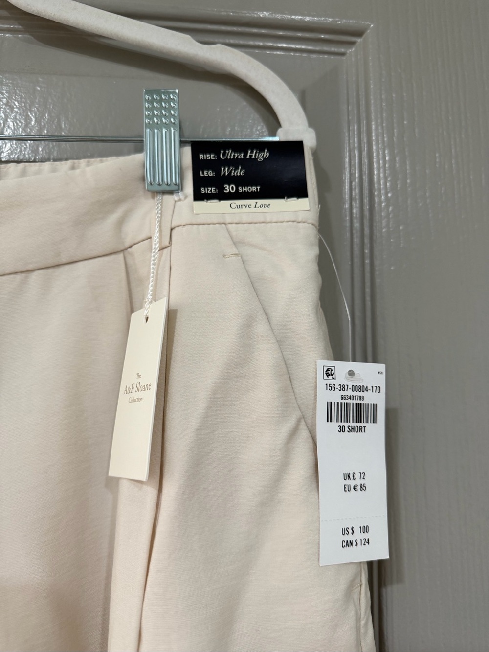 NWT Abercrombie & Fitch Sloane Ultra High Wide Leg Pants - Cream